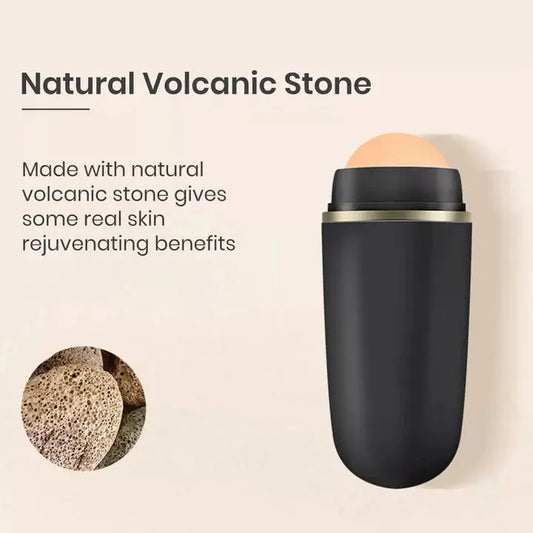 Volcanic Stone Oil Absorbing Roller For Face - Reusable - Makeup Friendly - Volcanic Roller