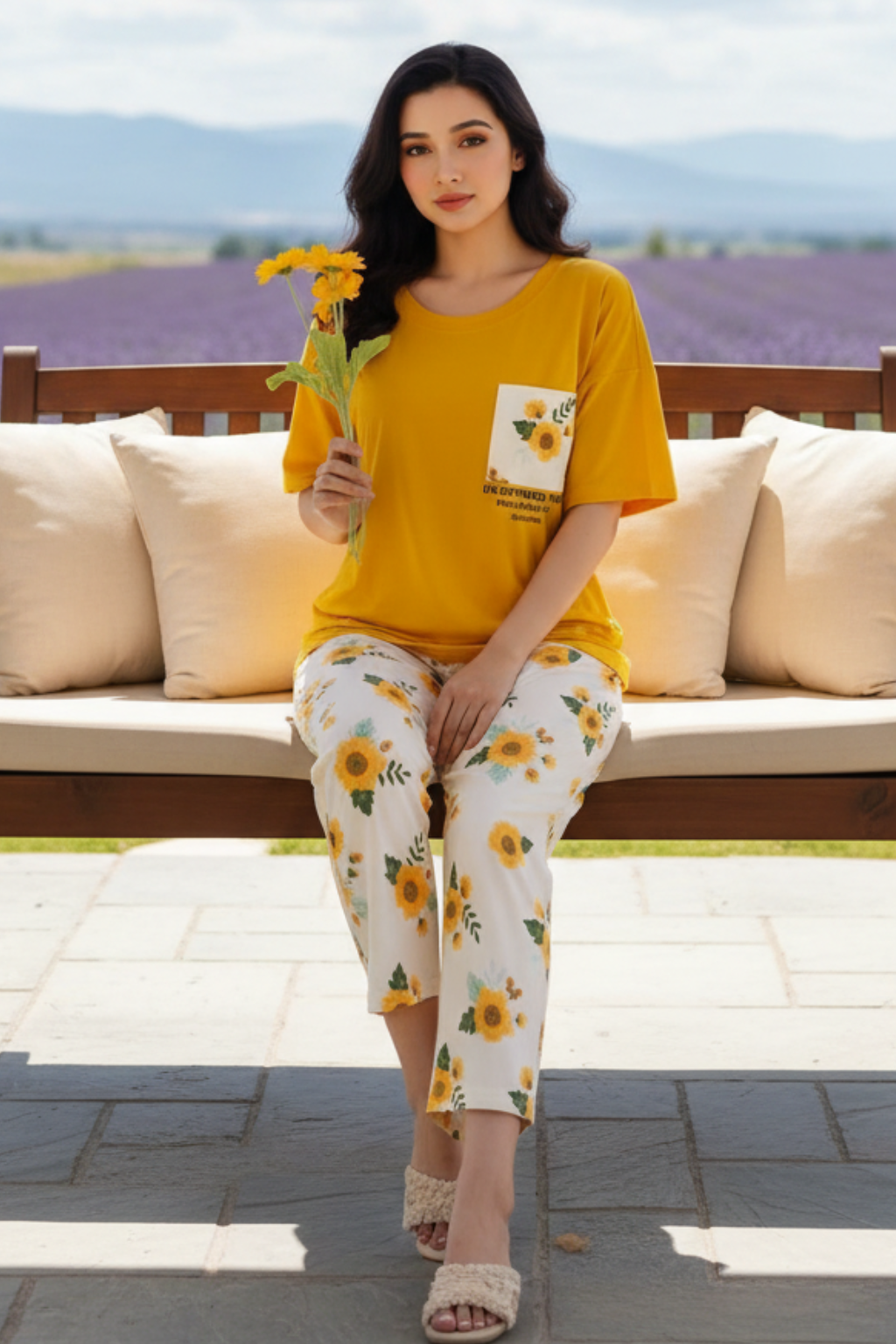 Yellow Sun Flower PJs SET