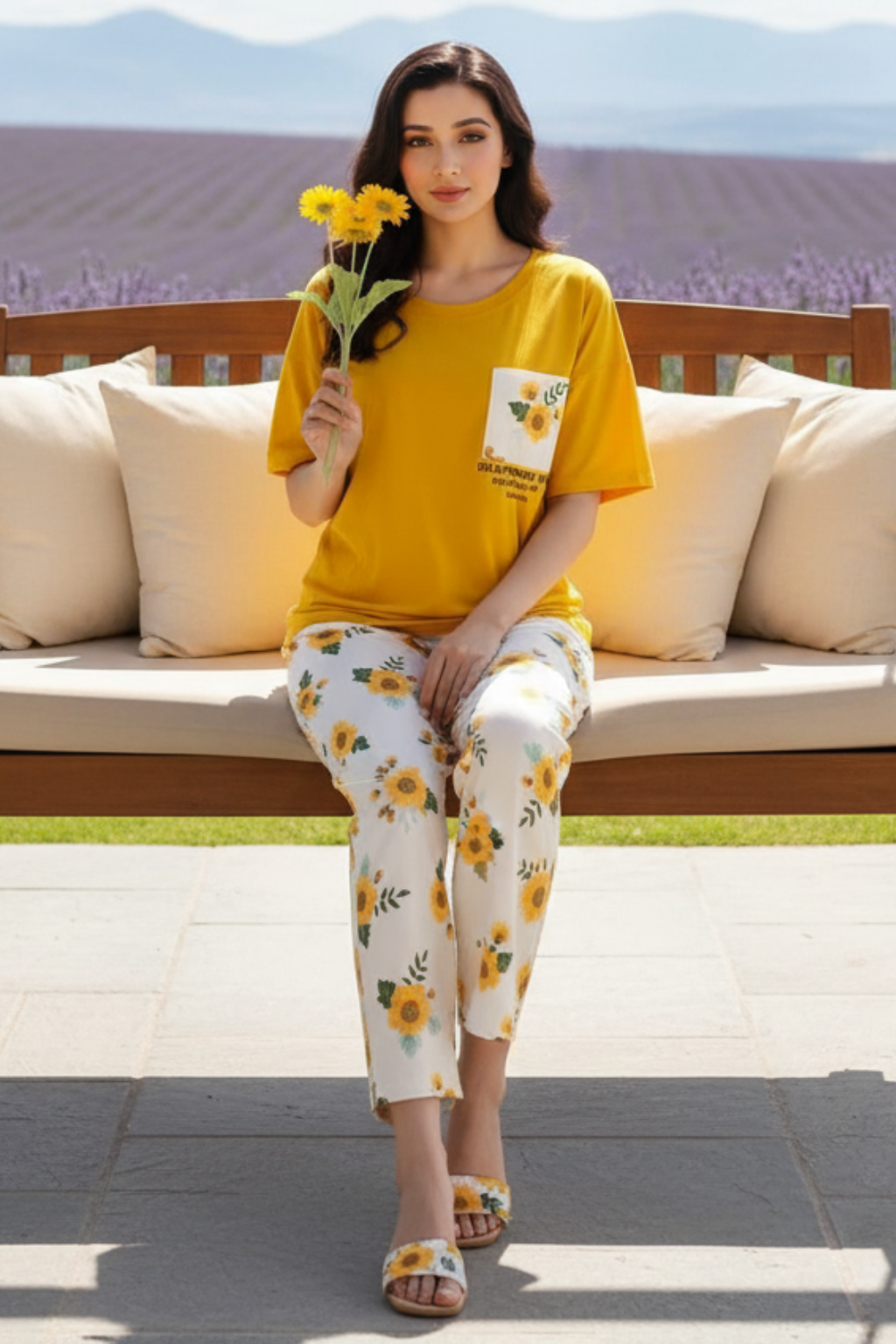 Yellow Sun Flower PJs SET