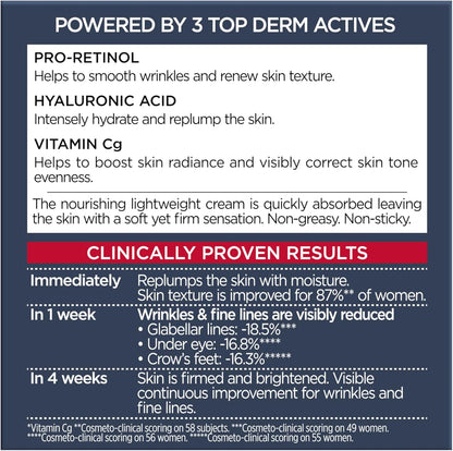 L'Oréal Paris Revitalift Laser X3, Anti-Ageing Day Cream, Firming And Brightening, With Pro-Retinol, Hyaluronic Acid And Vitamin Cg, 50ml