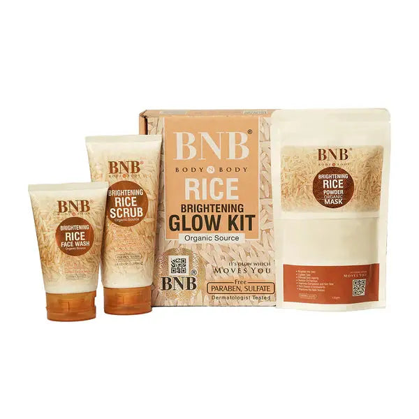BNB Rice Brightening Glow Kit (Rice Facewash + Rice Scrub + Rice Mask)
